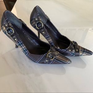 Spring Plaid Heels with Buckle